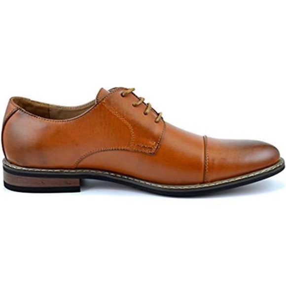 Men's Prince Classic Modern Formal Oxford Wingtip Lace Up Dress Shoes - Picture 4 of 9
